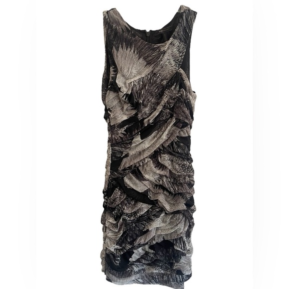 BCBGMaxAzria Roxanne Asymmetrical Ruched Mesh Cocktail Dress Size Medium - Picture 7 of 16